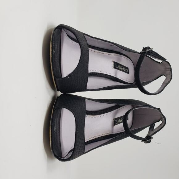 Shoemint Black Snakeskin Stiletto Open Toe Heeled Sandals Women's Size 6 - Picture 10 of 12